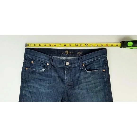 7 For All Mankind Size 29 Dojo Capri Womens Blue Denim Jeans Red Logo Pocket Tag - Picture 2 of 12